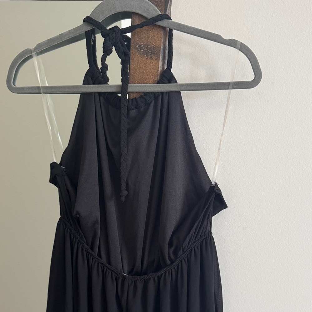 Lily Morgan Black Goddess Princess Flowy Maxi Halter Dress Size Large - Picture 6 of 11